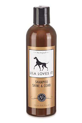 Shampoo für Hunde - natürliche Fellpflege, mit Argan- und Lavendelöl, vegan, ohne Parabene, ohne Parfum & ohne Silikon, SHAMPOO SHINE & COMB von LILA LOVES IT, 250 ml