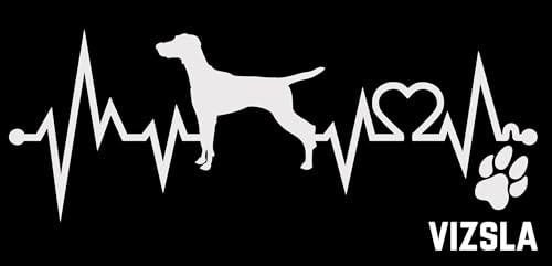 Generisch Autoaufkleber Aufkleber Herzschlag Liebe EKG Deko Sticker selbstklebend weiß Breite 28cm Motiv: Hund Magyar Vizsla 01