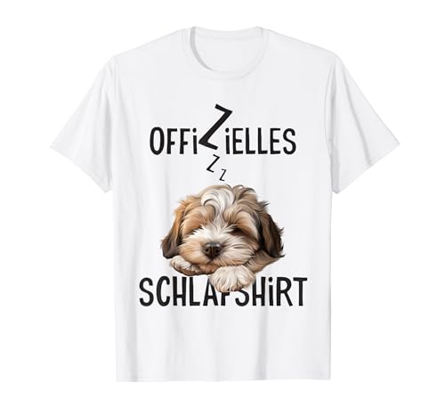 Offizielles Schlafshirt Mit Hund Lustig Löwchen Hundemotiv T-Shirt