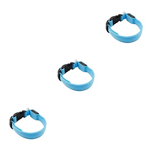 eexuujkl 3 Satz von Haustier Halsband LED Haustier verstellbar Anti verlorene Halsbänder Sicherheit Batterie Blau XS