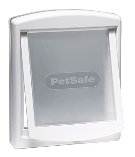 PetSafe Staywell Haustiertüre Original mit 2 Verschlussoptionen, Für Innen- und Außentür, Für Hunde und Katzen bis zu 18 kg, Größe M, Weiß