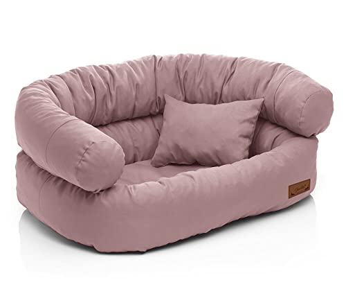 Juelle Hundebett - große Hunde Sofa Abnehmbarer Bezug maschinenwaschbar flauschiges Bett, Hundesessel Santi S-XXL (Größe: L - 100x80 cm, Dark Puder Rose)