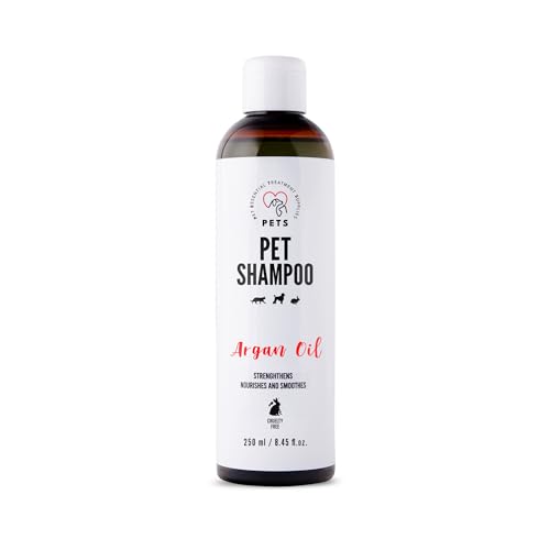 Pet Shampoo Hundeshampoo und Katzenshampoo mit Argan Oil 250 ml Umfassende Haarpflege, Einzigartige Formel, Natürliche Inhaltsstoffe