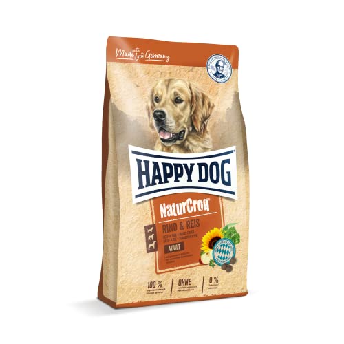 Happy Dog 60517 – NaturCroq Rind & Reis – Trockenfutter mit heimischen Kräutern für ausgewachsene Hunde – 15 kg Inhalt