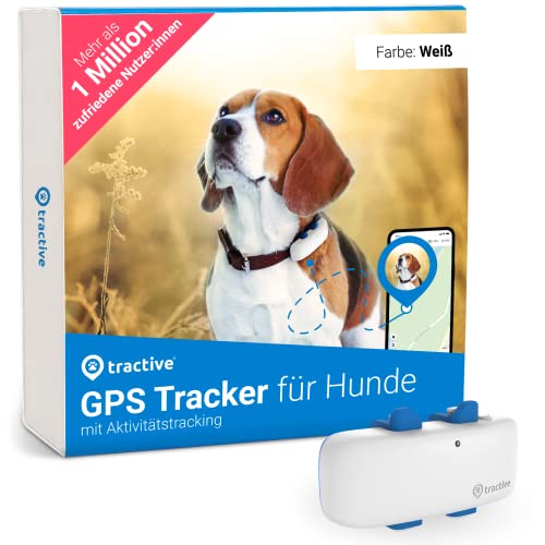 Tractive GPS Tracker Hund | Empfohlen von Martin Rütter | Live-Ortung | Unbegrenzte Reichweite | Weglaufalarm | Wasserdicht (Weiß)