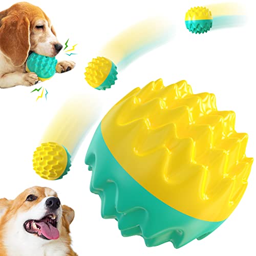 KAPBOP Hundeball mit Zahnpflege-Funktion, Welpenspielzeug, Hundespielzeug Ball aus Hohe Elastizität TPR, Hundespielzeug Unzerstörbar für kleine Hunde, Squeaky Kauspielzeug, Ø 6,2cm