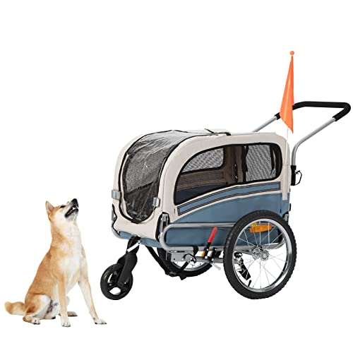 Sepnine Hundeanhänger für Fahrrad, 3 in1 Fahrradanhänger Hunde,Haustier Transportwagen Anhänger für Jogger und Fahrrad Kann Haustiere bis zu 30 kg tragen