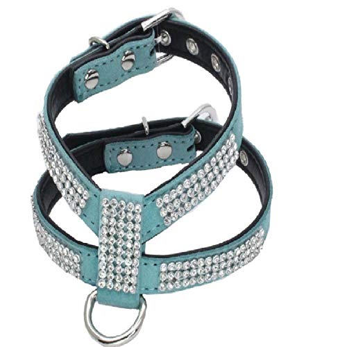 Leder-Hundehalsband, verstellbare Brust, mit Hundeleine, Haustier-Halskette, Hundeleine, Haustierprodukte, Pink_s, einfache Kontrolle für kein Ziehen, Hundegeschirr (Blau XS)