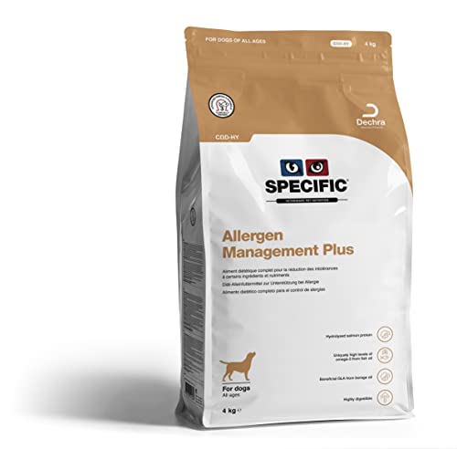DECHRA Veterinary Products - SPECIFIC CΩD-HY Allergen Management Plus - Hypoallergenes Hundefutter mit hydrolisiertem Lachs - Trockenfutter für Hunde - Omega-3 Glutenfrei - Alle Altersklassen - 3x4kg