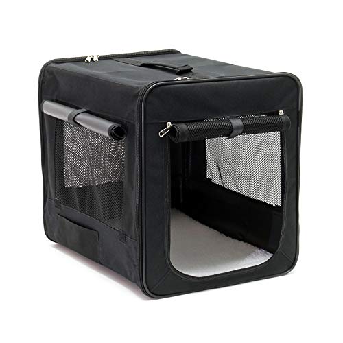 Wiltec Faltbare Transportbox für Haustiere, Größe S (42x36x41 cm), mit herausnehmbarem Einlagekissen
