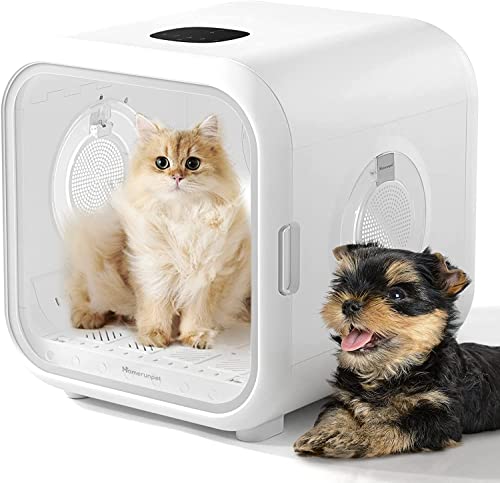 Homerunpet Drybo Plus Automatischer Haustiertrockner für Katzen und kleine Hunde, Ultraleiser Hundefön für Hundepflege mit intelligenter Temperaturregelung, 360°-Trocknung