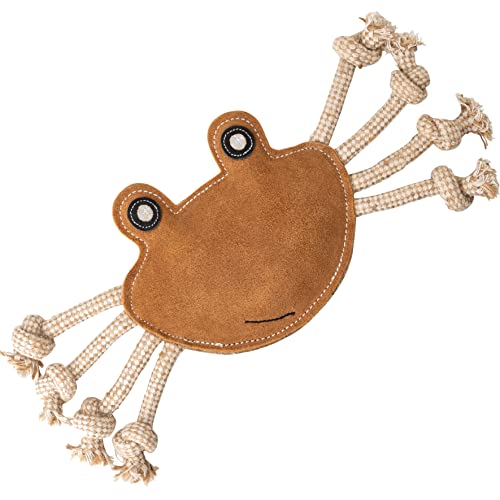 Schnüffelfreunde Hundespielzeug - Zerrspielzeug Curtis - Krabbe mit Zerrseilen - Spielzeug für Hunde aus Leder