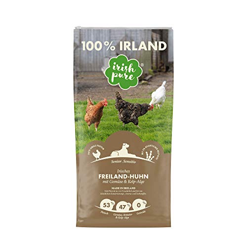 Irish Pure Senior Trockenfutter | 1.5kg | Freiland-Huhn mit Kelp-Alge & Gemüse | Hoher Fleischanteil | Getreidefrei | Sensitiv | Hundetrockenfutter | Hundefutter für alle Rassen