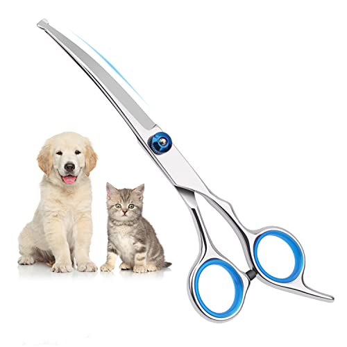 Katzenpflege-Schere, Hundepflege-Schere, Haustier-Fellpflege-Schere mit runder Spitze, Edelstahl-Fellschere für Hunde und Katzen