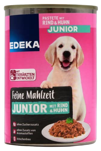 Edeka Feine Mahlzeit mit Rind und Huhn Junior Hundefutter, 12er Pack (12 x 400g)
