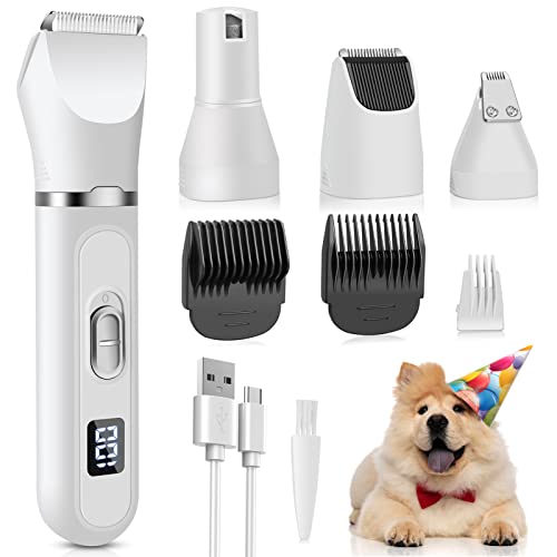 Hundeschermaschine mit LED-Anzeige, Schermaschine Hund katze, Krallenschleifer für Hunde, Tierhaarschneidemaschine Set für Hunde Katzen Pfoten, Augen, Ohren, Gesicht, Körper