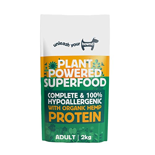 HOWND Vegan Dog Food - Complete Plant Powered Superfood 100% Vegan Hypoallergenic Dog Food - Dog Food Hypoallergenic Dry Hemp Protein and Moringa Adult - Vegan Dry Dog Food 2KG