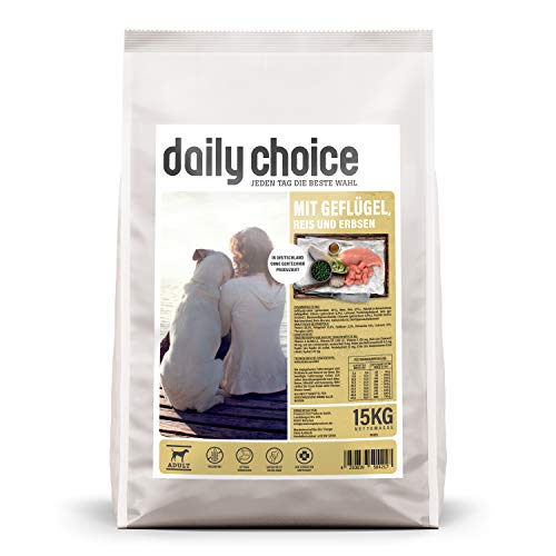 daily choice Basic - 15 kg - Trockenfutter für Hunde - mit Geflügel, Reis und Erbsen - Keine minderwertigen Kohlenhydrate - Weizenfrei - Mit Grünlippmuschel und Chicorée