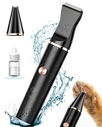 oneisall Pfotenschermaschine IPX7 Wasserdicht 2 Messerkopf Pfotentrimmer Hundeschermaschine für Hunde Katzen Pfoten, Augen, Ohren, Gesicht, Körper (Schwarz)