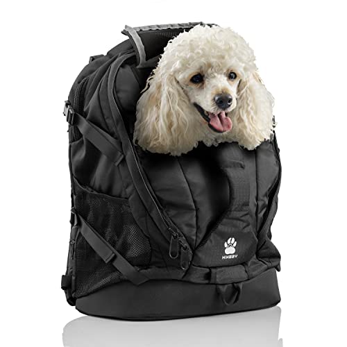 Hikeby Hunde Rucksack für kleine Hunde & Welpen, Katzenrucksack & Katzentransporttasche, Hunde Transporttasche, Tragbare Hundepacktasche mit integriertem Haustierfach, Hunderucksack bis 8kg