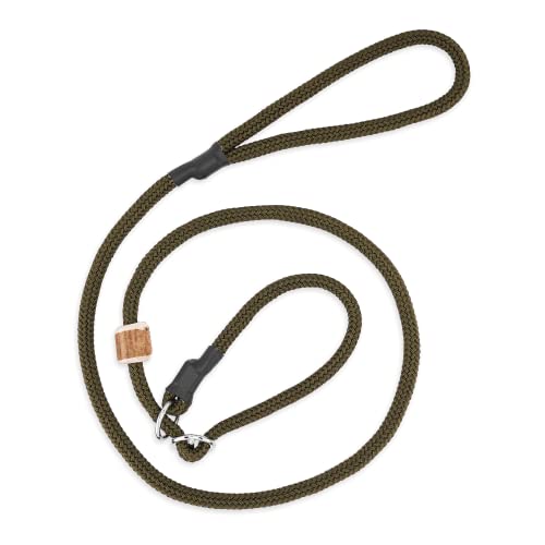Romneys Moxonleine Melrose mit Zugbegrenzung/Zugstopp | Retrieverleine - Halsband und Leine in einem | Schöne Farben | 8mm x 130 cm (Oliv)