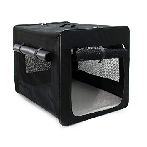 Wiltec Faltbare Transportbox für Haustiere, Größe XL (94x66x74 cm), mit herausnehmbarem Einlagekissen