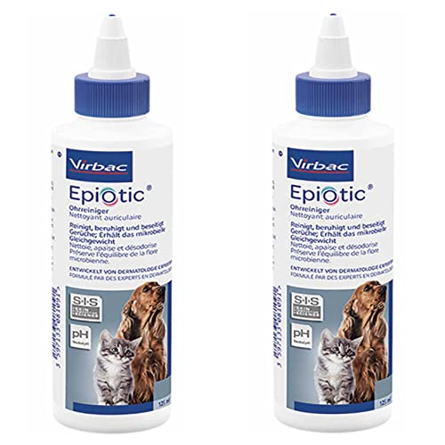 Virbac Epiotic Ohrreiniger für Tiere zur Ohrenpflege - Doppelpack - 2 x 125 ml