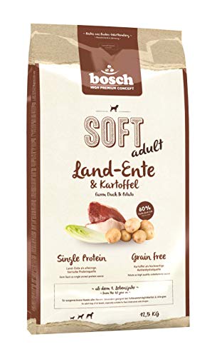 bosch HPC SOFT Land-Ente & Kartoffel | halbfeuchtes Hundefutter für ausgewachsene Hunde aller Rassen | Single Protein | grain-free | 1 x 12.5 kg