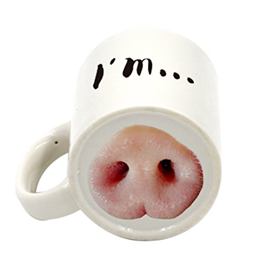 Barabesty Lustige Hunde-Tasse mit Schweine-Nase, Keramik, Getränke, Laugh Tee, Kaffeetassen, Schweine-Nase