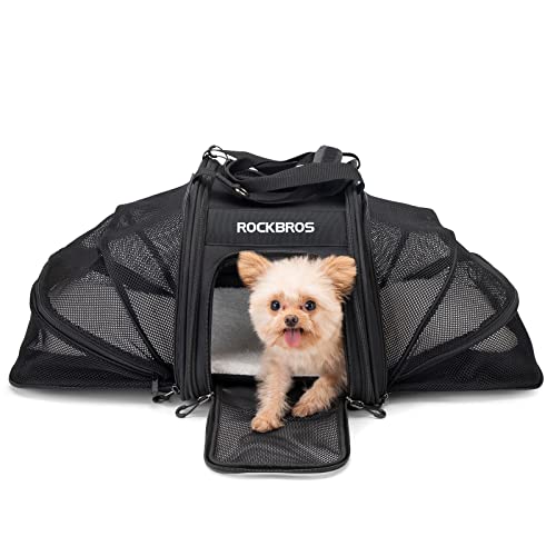 ROCKBROS Hundetasche Tragetasche Hund & Katze Hundebox Gepäckträgertasche Faltbar Tragbar Atmungsaktiv 5 Tragemöglichkeiten 25L Transportbox für Katzen und Hunde