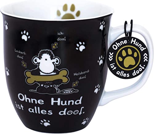 Sheepworld Tasse mit Motiv 'Ohne Hund ist alles doof' | Tasse mit Spruch, Porzellan, 40 cl | Geschenk | 45704