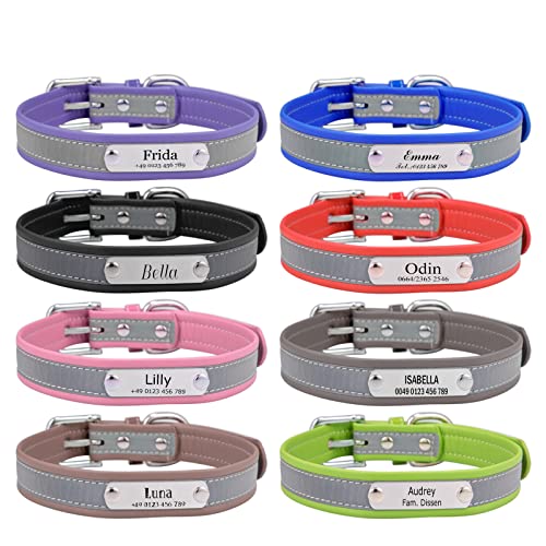 Reflektierende Hundehalsband Katzenhalsband mit Namen Telefonnummer Gravur Einstellbar Halsbänder Personalisiertes Hundehalsbänder