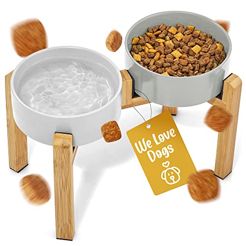 B&P Hundenapf - Fressnapf Hund [Keramik] Erhöht - 400ml Kleine - Futternapf Futterstation Wassernapf Hunde Napfset Bowl Futterbar Futterplatz Futterschüssel Dog - Jetzt Farbe wählen