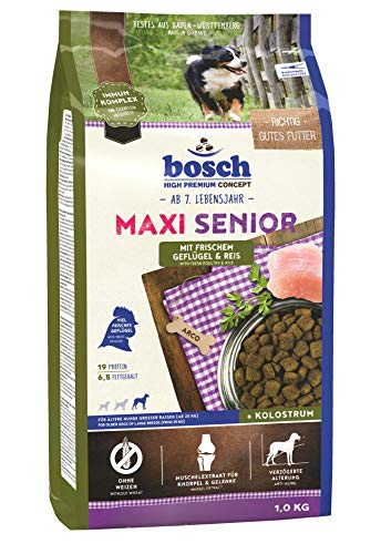 bosch HPC Maxi Senior mit frischem Geflügel & Reis | Hundetrockenfutter für ältere Hunde großer Rassen (ab 25 kg) | 1 x 1 kg
