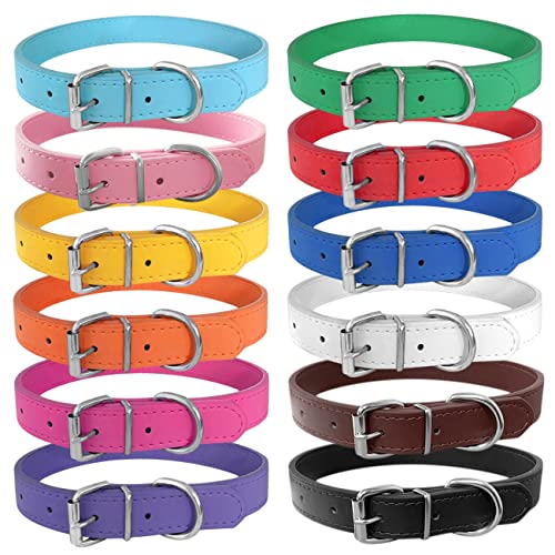 Periflowin 12 Stück Welpen ID Halsbänder Verstellbare Soft hundehalsband Leder Hündchen Identification Hundemarken Hunde halsbänder, für Welpen mittlerer große Rasse