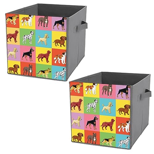 FWJZDSP Set aus Hunde-Aufbewahrungsbehältern mit Griffen, würfelförmigen Schrank-Organizern und Aufbewahrungsboxen, faltbarem Korb für Regale, 2 Stück