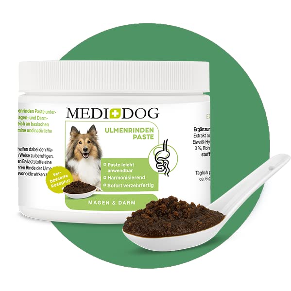 MEDIDOG 500g Premium Ulmenrinden Paste für Hunde, sofort verzehrfertig, bessere Verdauung, bei Kotfressen, Sodbrennen, Durchfall, Slippery Elm Bark