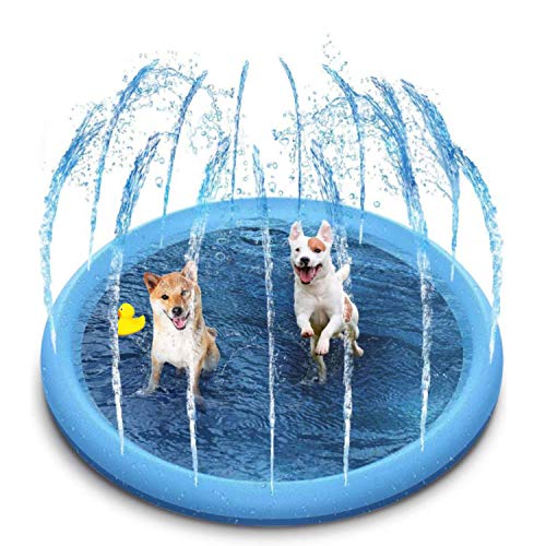 Hundepool für Große & Kleine Hunde,Planschbecken für Haustiere, 150cm,faltbar,Sprinkler-und Spritzwasser-Spielmatte,Sommerspielzeug,Sprühkissen,Garten,Outdoor,tragbare Sprinkler,Spielmatte für draußen