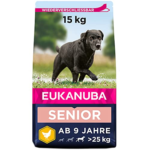 Eukanuba Hundefutter mit frischem Huhn für große Rassen, Premium Trockenfutter für Senior Hunde, 15 kg