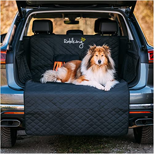 Rudelkönig Kofferraumschutz mit Ladekantenschutz - Wasserabweisend & Pflegeleicht - Gesteppte Hundedecke mit Aufbewahrungstasche - Universale Auto Schutzmatte für Hunde