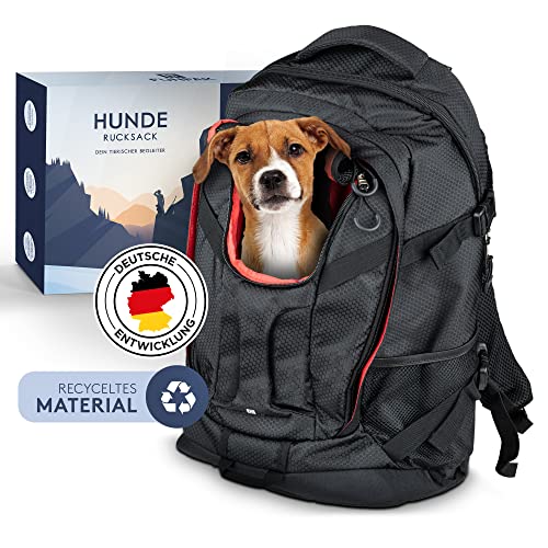 FUNPAK Hunderucksack – nachhaltiger Rucksack für Hunde bis 9 kg – Hundefach mit Netz-Kopföffnung – Hunderucksack für kleinere Hunde & Welpen – Atmungsaktive Haustier Tragetasche zum Wandern & Co.