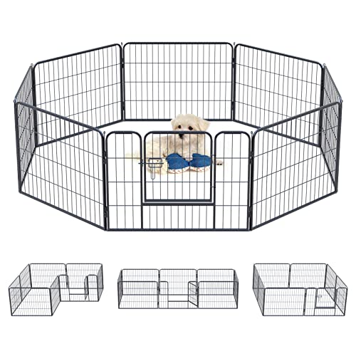 QianRuiDa Welpenauslauf Haustier Zaun Falten Welpenlaufstall Hundelaufstall Metall Playpen Übung Outdoor Freigehege für Hund (8-Stück, 60cm)