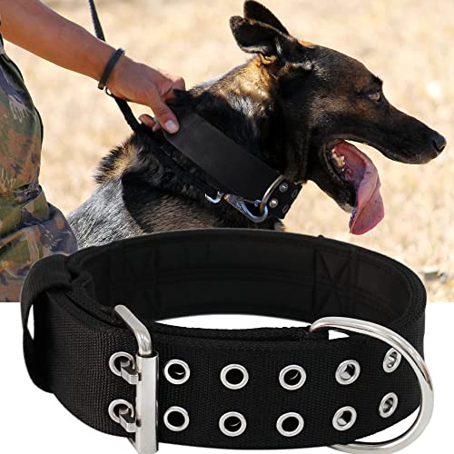 Hundehalsband für Große Hunde - 5 cm Breites Halsband mit Griff für Extragroße Hunderassen, schwarz, Weich Gepolstertes Neopren Nylon K9 Hunde Halsband für Grosse Hunde Big Dog Collar 56-66cm