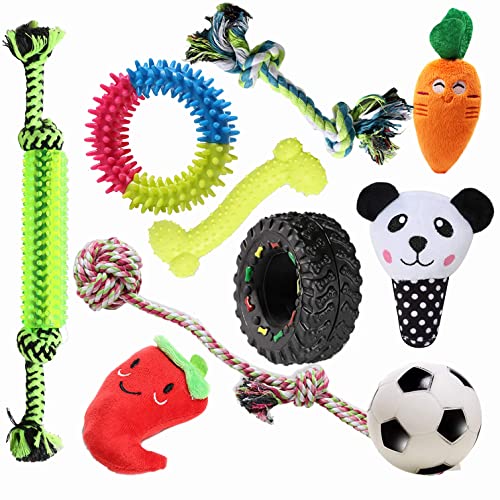 Katkuca Hundespielzeug Quietschendes Plüschtiere, Welpenspielzeug Interaktives HundSpielzeug für Welpen kleine Mittlere Hunde (green10)