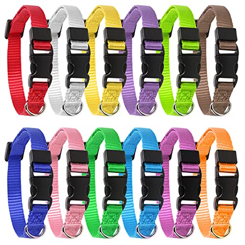 Yorgewd 12 Pack Welpenhalsbänder, Verstellbare Hundesicherheits ID-Halsbänder für Welpen, kleine Hunde und Katzen (Multicolor, 21.5-33CM)