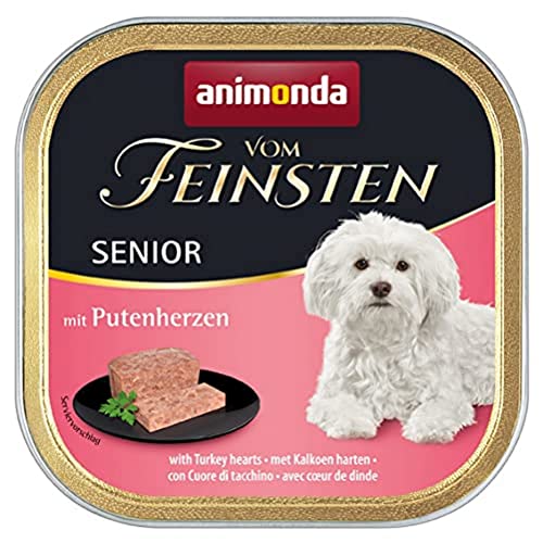 animonda Vom Feinsten Senior Hundefutter, Nassfutter für ältere Hunde ab 7 Jahren, mit Putenherzen, 22 x 150 g
