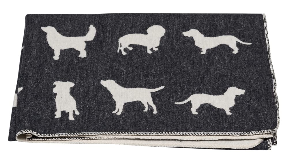 David Fussenegger [W] Haustierdecke Hundesilhouetten anthrazit, 100x140 cm