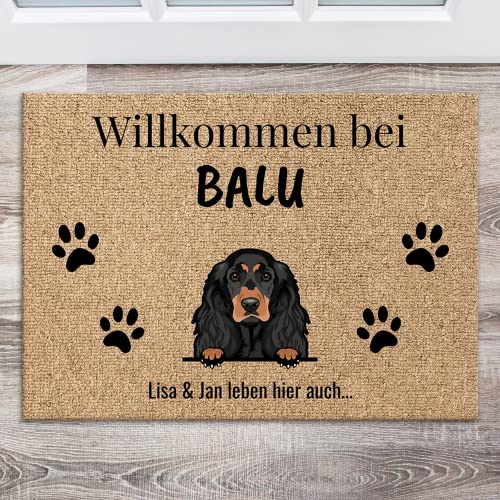 Pet Printed personalisierte Fußmatte für 1-3 Hunde mit Namen - Türmatte für Außen und Innen - Fußabtreter für die Haustür selbst gestalten